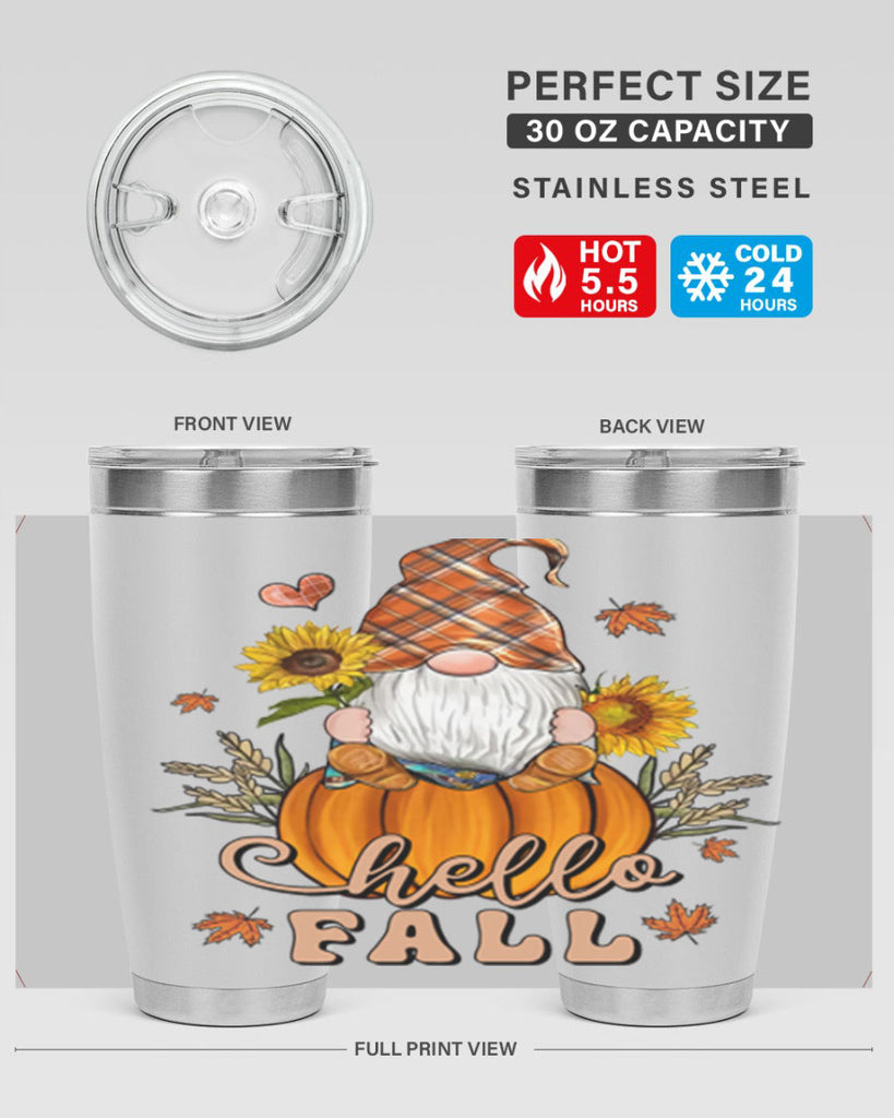 HelloFallAutumnGnome 298#- fall- Tumbler