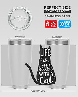 Life Is Better With A Cat Style 98#- cat- Tumbler