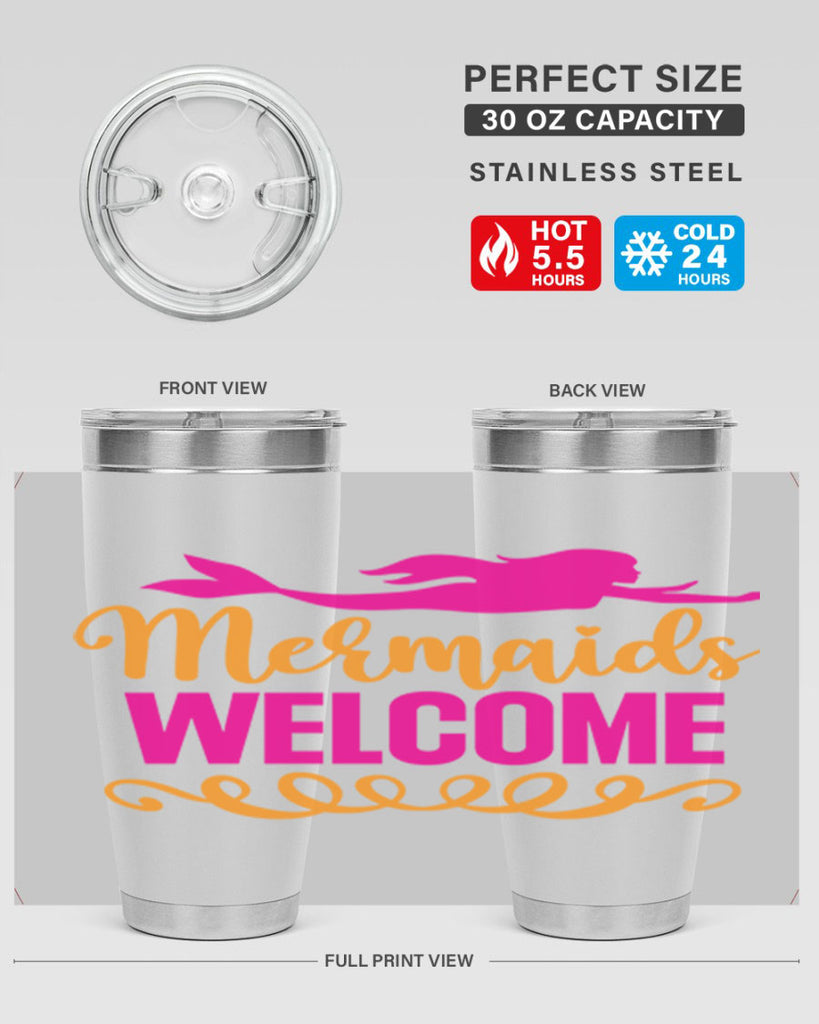 Mermaids Welcome 472#- mermaid- Tumbler