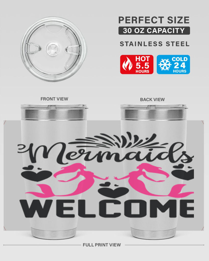 Mermaids Welcome 499#- mermaid- Tumbler