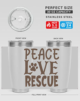 Peace Love Rescue Style 23#- cat- Tumbler