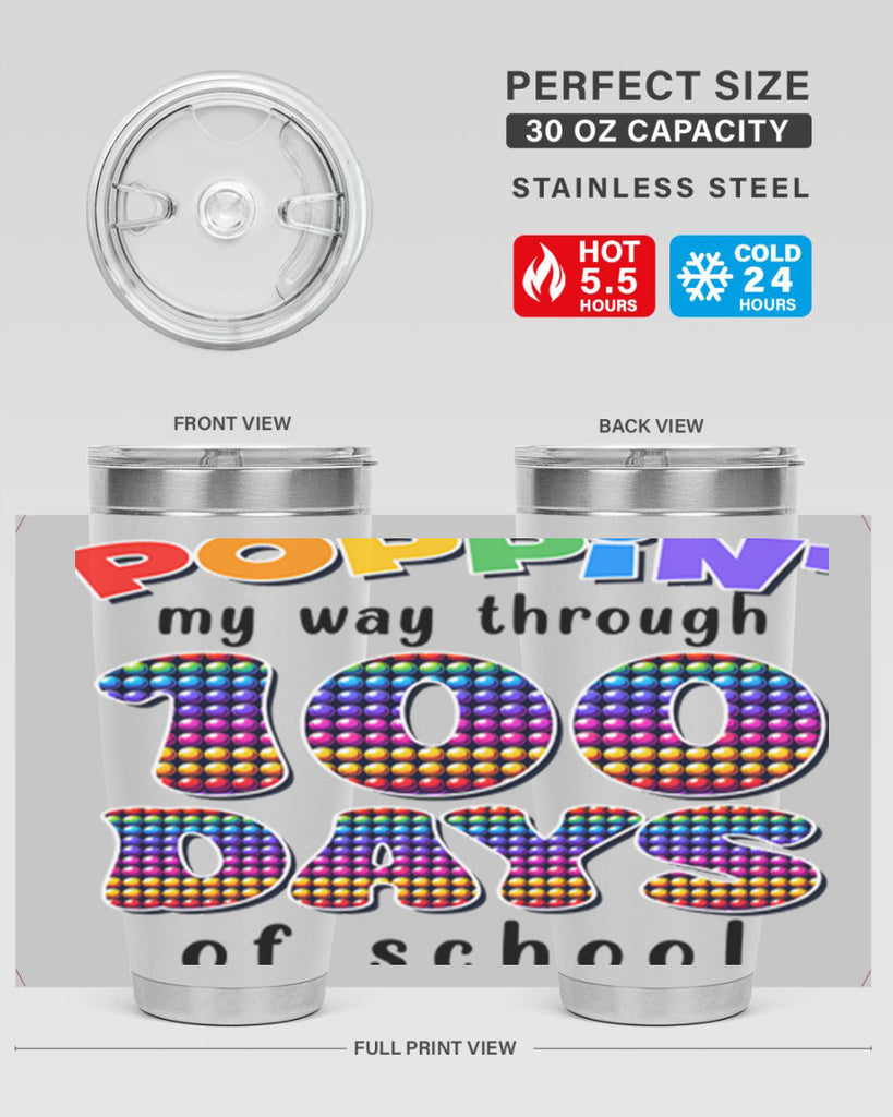 Poppin My Way Through 100 53#- 100 days of school- Tumbler