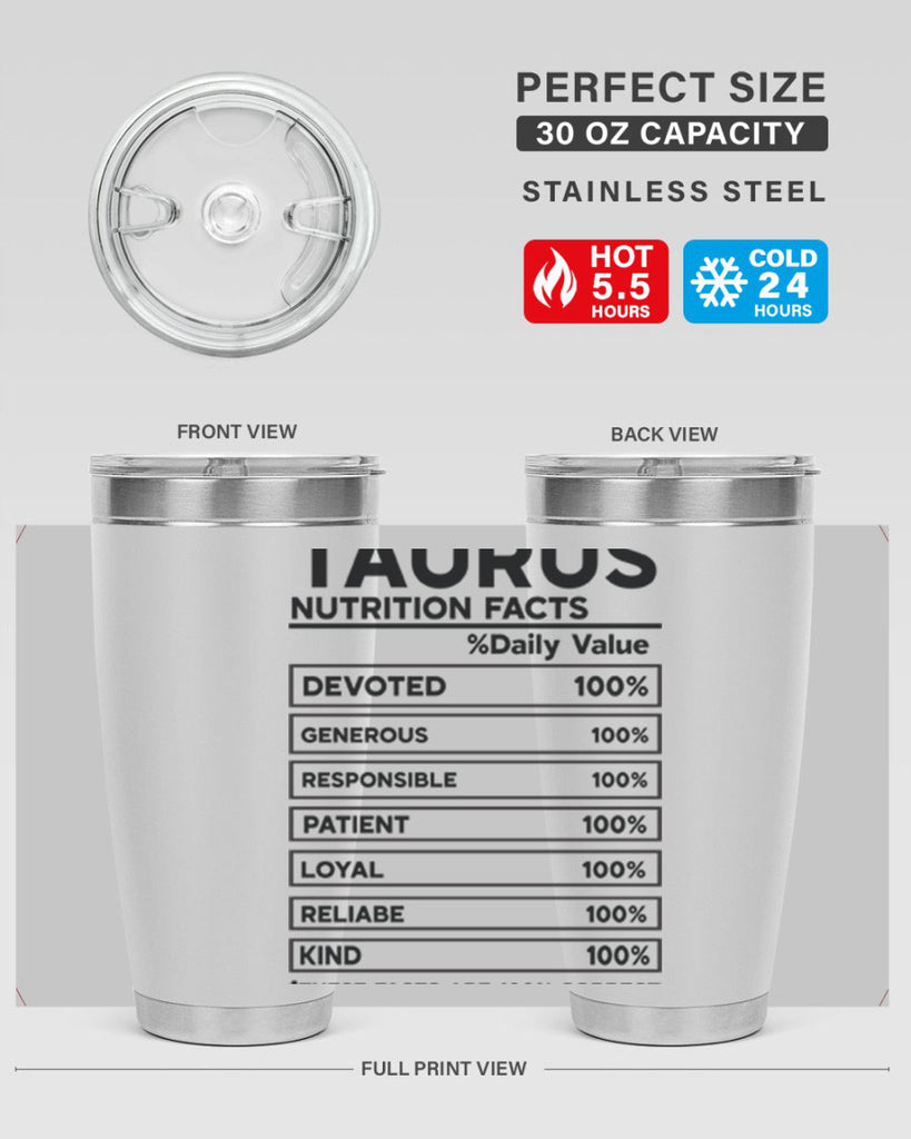 Taurus Nutrition Facts 490#- zodiac- Tumbler