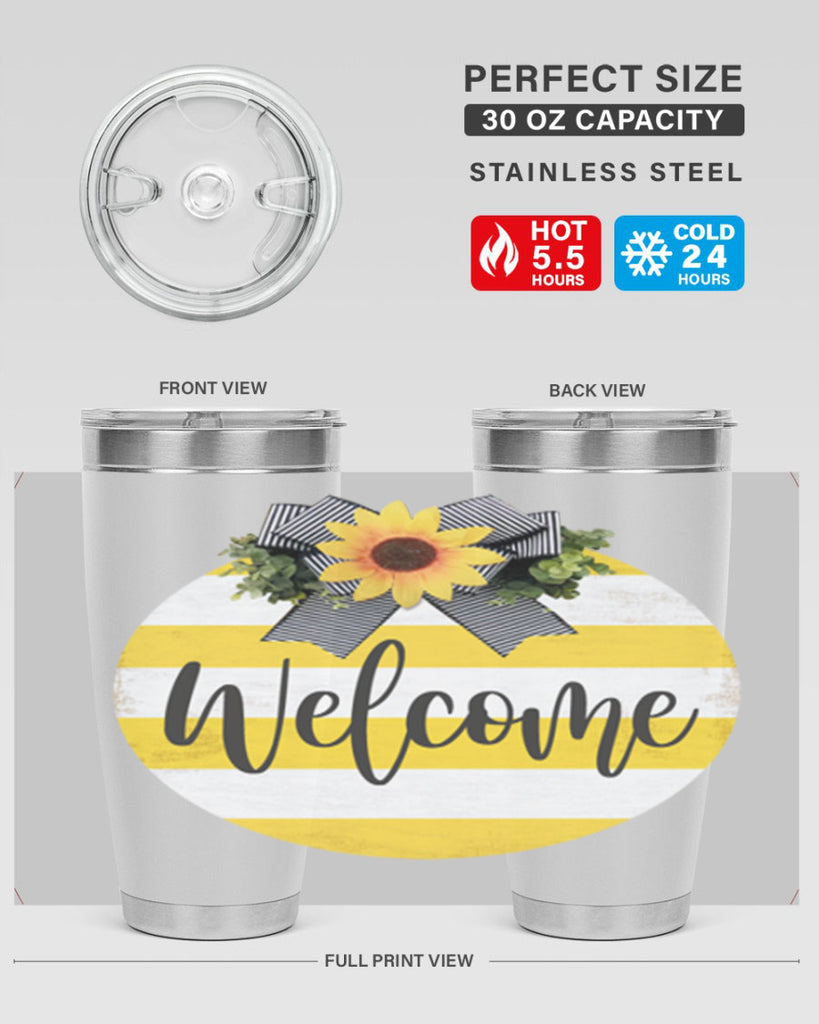 Welcome and Yellow strips Mockup564#- spring- Tumbler