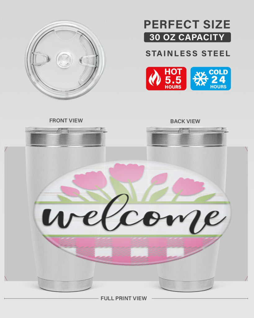 Welcome pink plaid Mockup574#- spring- Tumbler