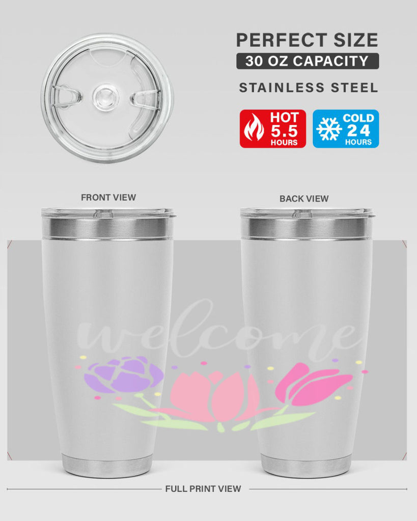 Welcome three flowers587#- spring- Tumbler