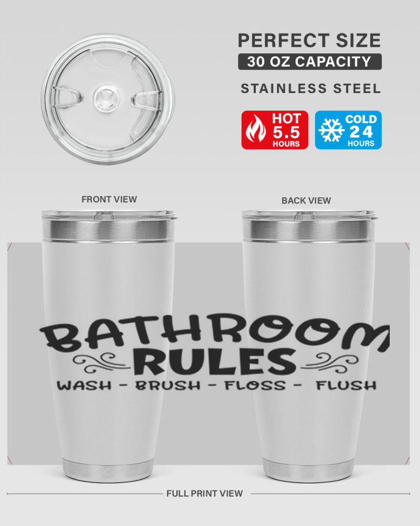 bathroom rules wash brush floss flush 91#- bathroom- Tumbler