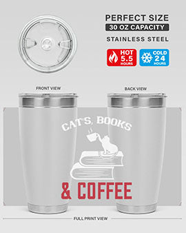 cats book and coffee Style 37#- cat- Tumbler