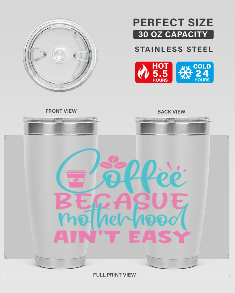 coffee becasue motherhood aint easy 351#- mom- Tumbler