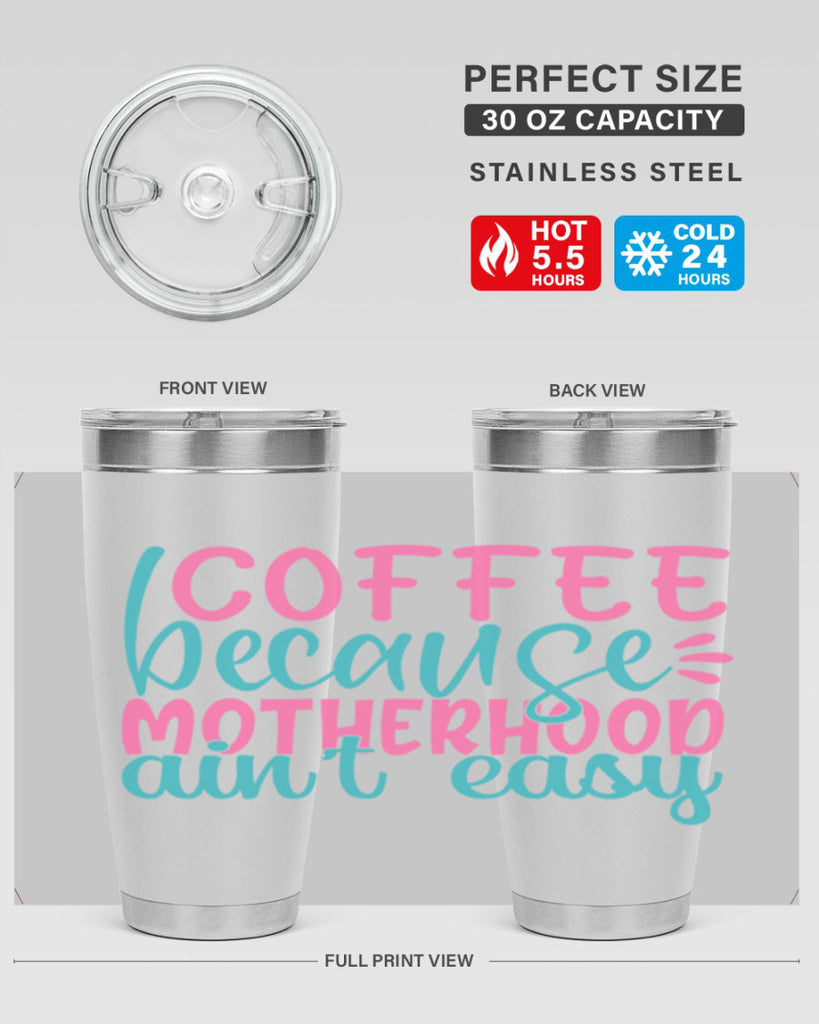 coffee becasue motherhood aint easy 352#- mom- Tumbler