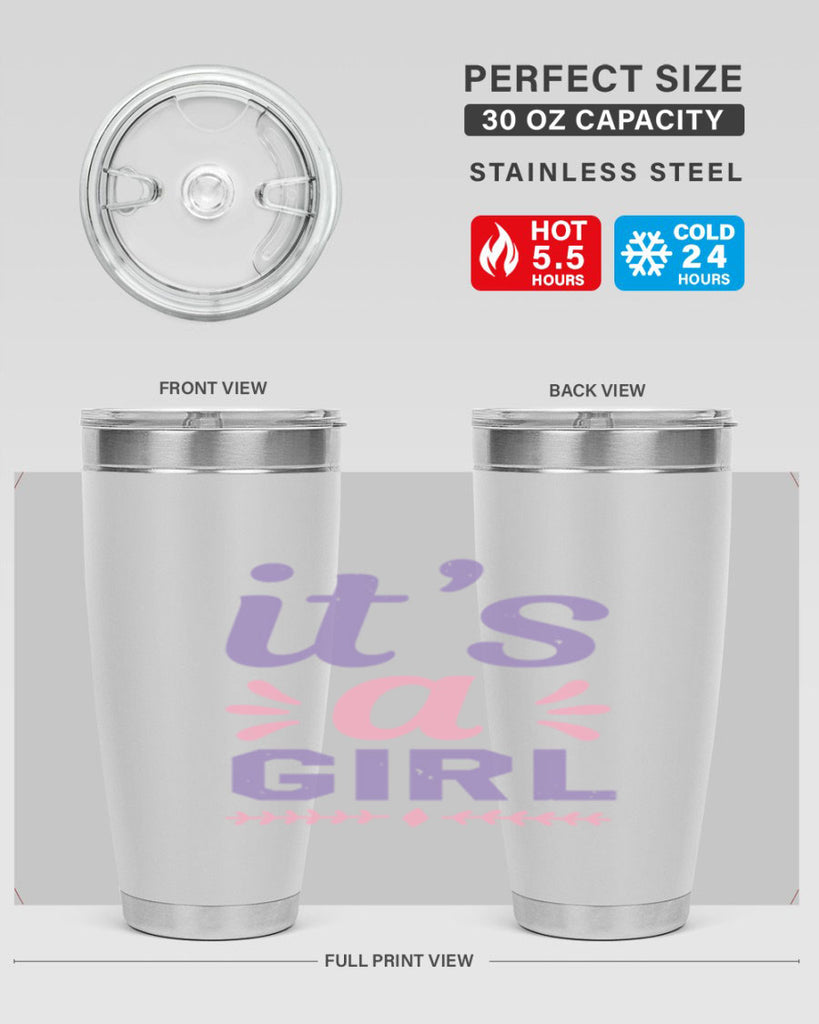 its a girl Style 32#- baby shower- tumbler