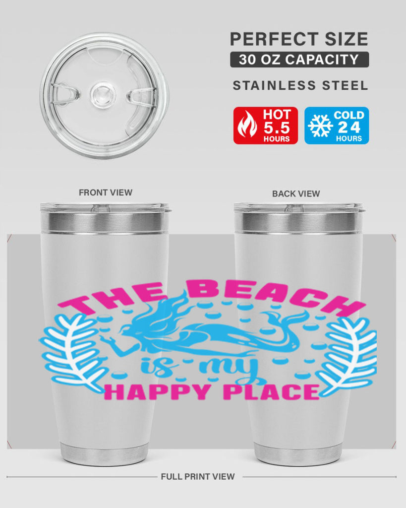 the beach is my happy place 626#- mermaid- Tumbler