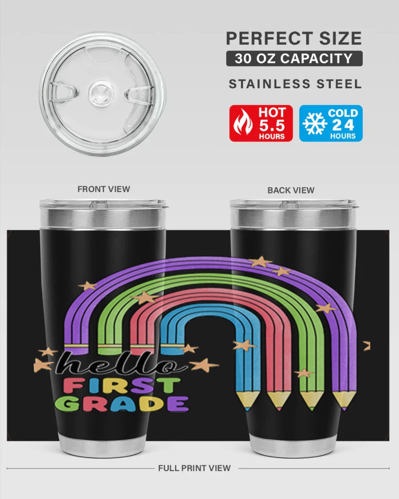 Hello 1st Grade Pencil Rainbow 14#- 1st grade- Tumbler