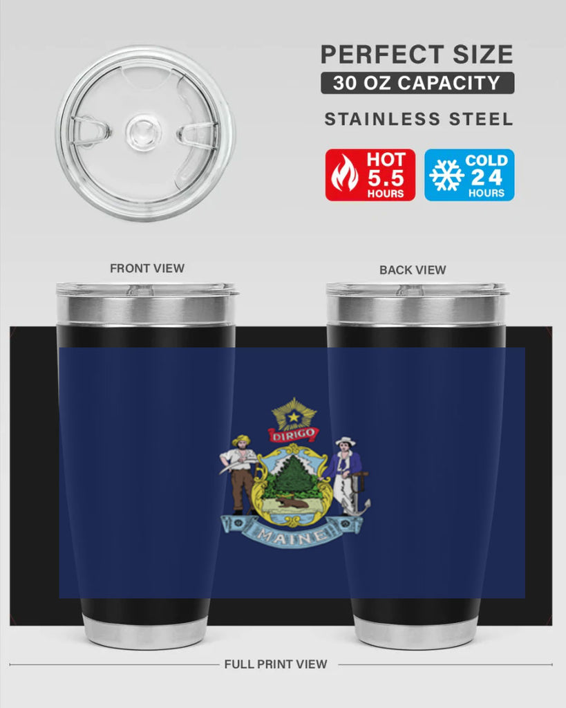 Maine 33#- Us Flags- Tumbler