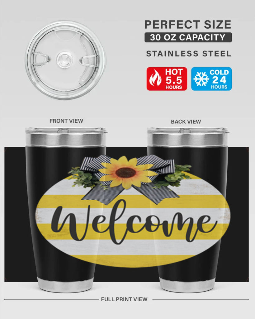 Welcome and Yellow strips Mockup564#- spring- Tumbler
