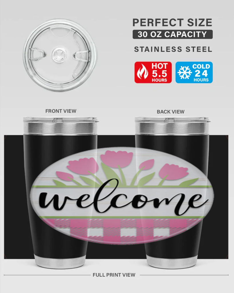 Welcome pink plaid Mockup574#- spring- Tumbler