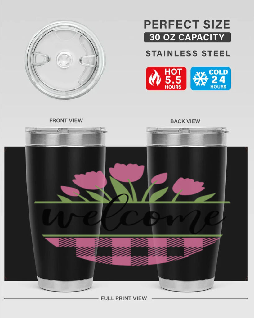 Welcome pink plaid575#- spring- Tumbler