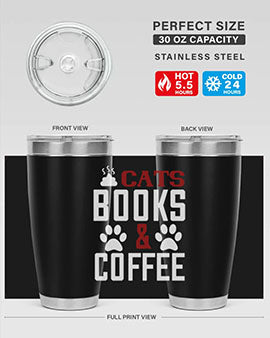 cats books and coffee Style 38#- cat- Tumbler
