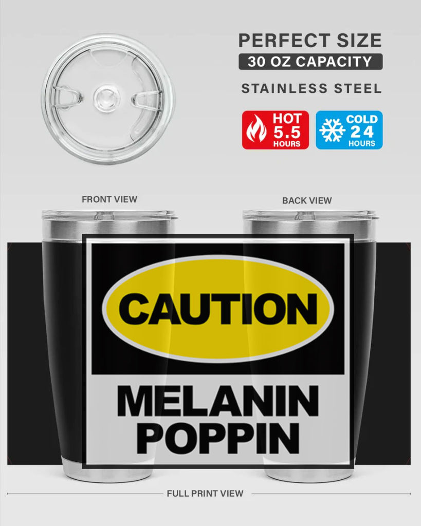 caution melanin poppin 188#- black words phrases- Cotton Tank