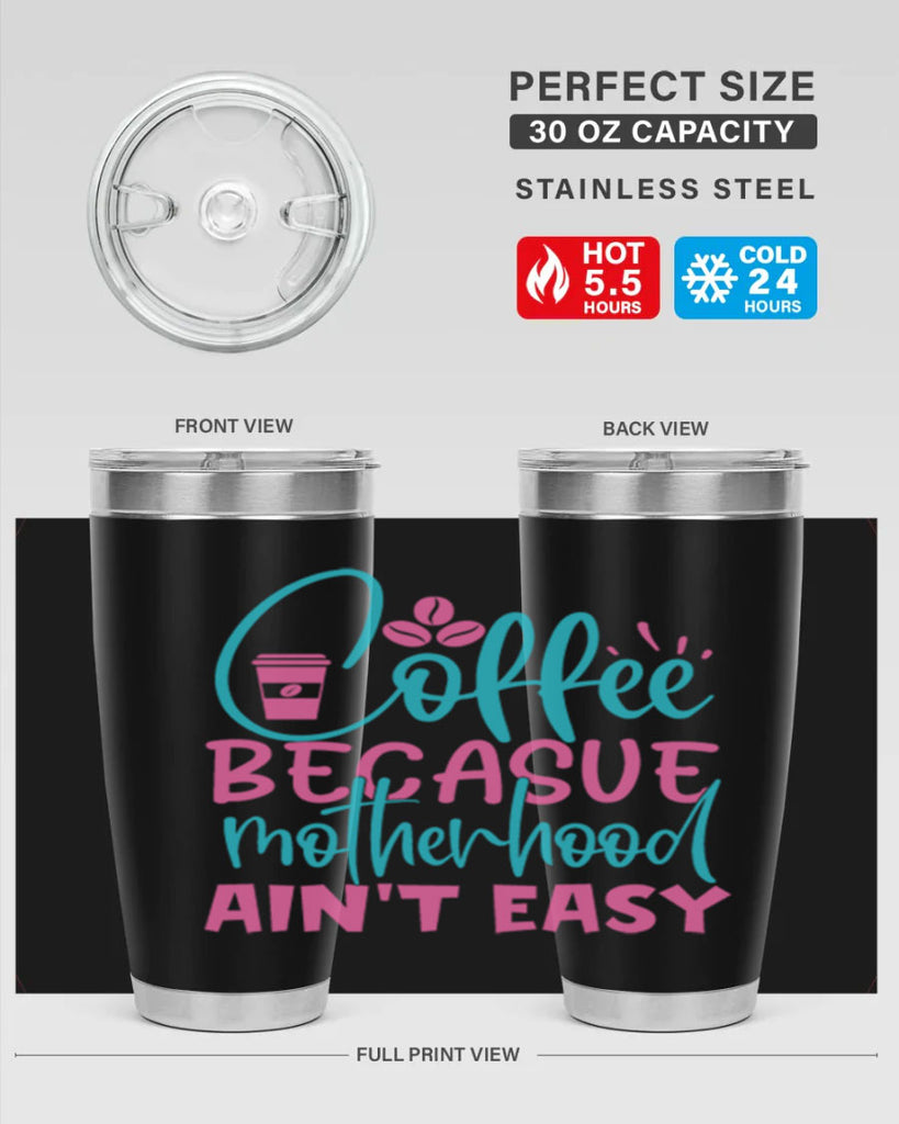 coffee becasue motherhood aint easy 351#- mom- Tumbler