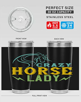 crazy horse lady Style 10#- horse- Tumbler