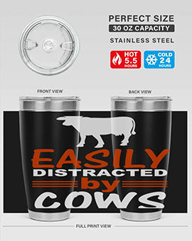 easily distracted by cows Style 4#- cow- Tumbler