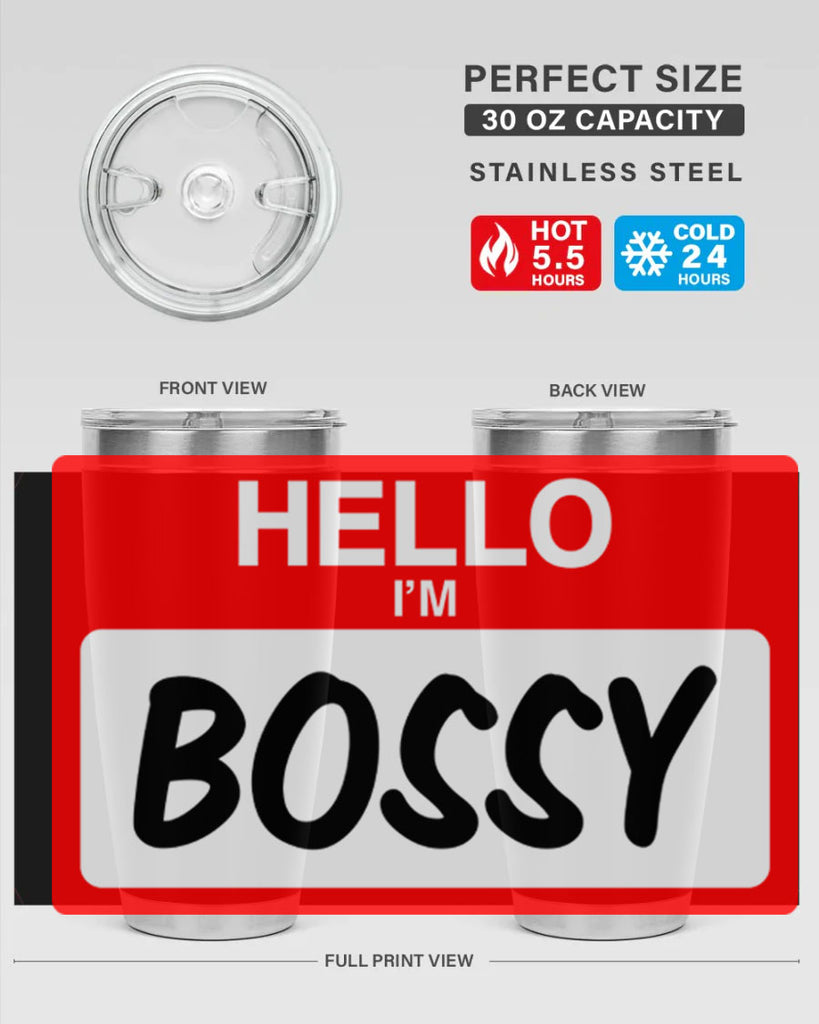 hello im bossy 132#- black words phrases- Cotton Tank