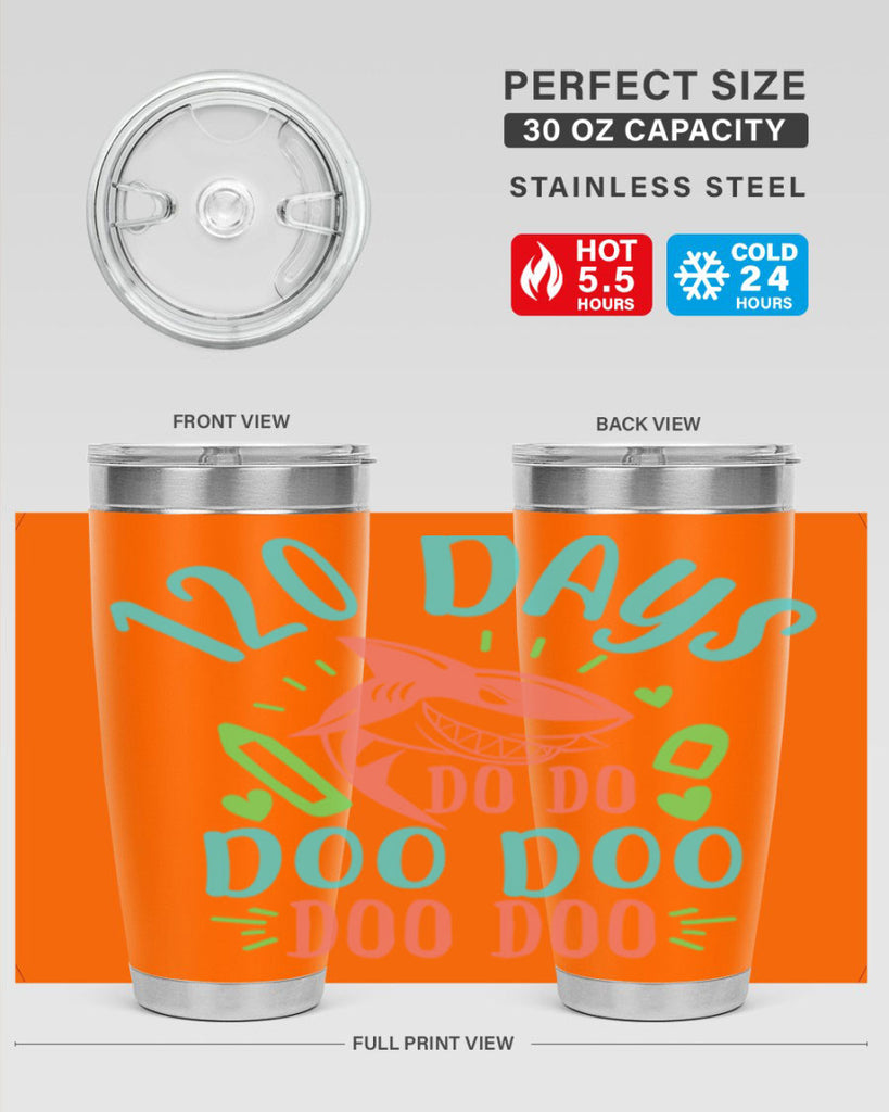 10 120 days shark doo doo 18#- 100 days of school- Tumbler