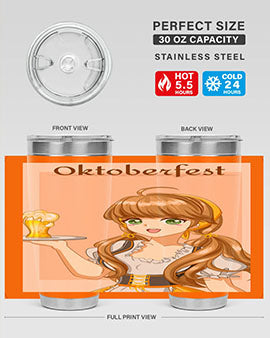 A beautiful girl with beer happy at celebrating the oktoberfest 87#- anime- Tumbler