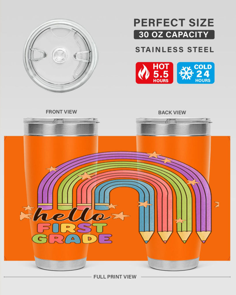 Hello 1st Grade Pencil Rainbow 14#- 1st grade- Tumbler