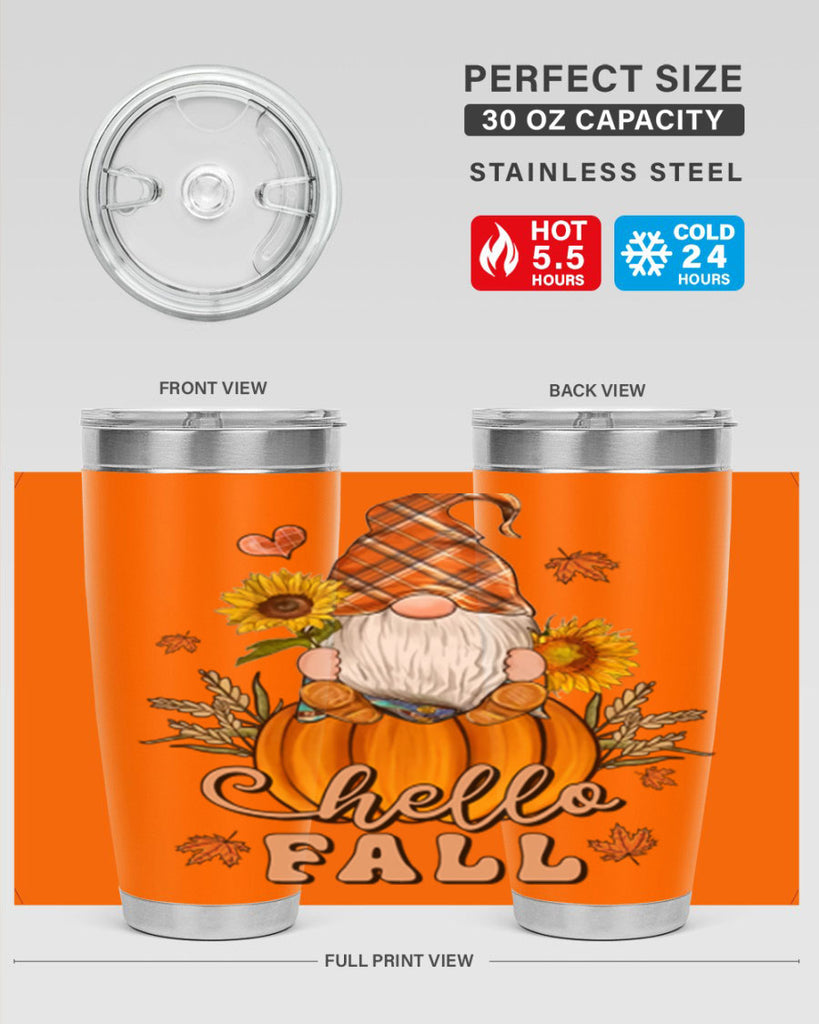 HelloFallAutumnGnome 298#- fall- Tumbler