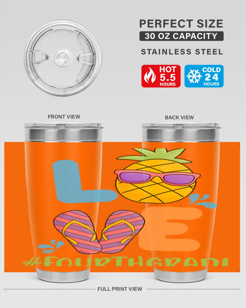 LOVE 4th Grade Summer Pineapple 18#- 4th  grade- Tumbler