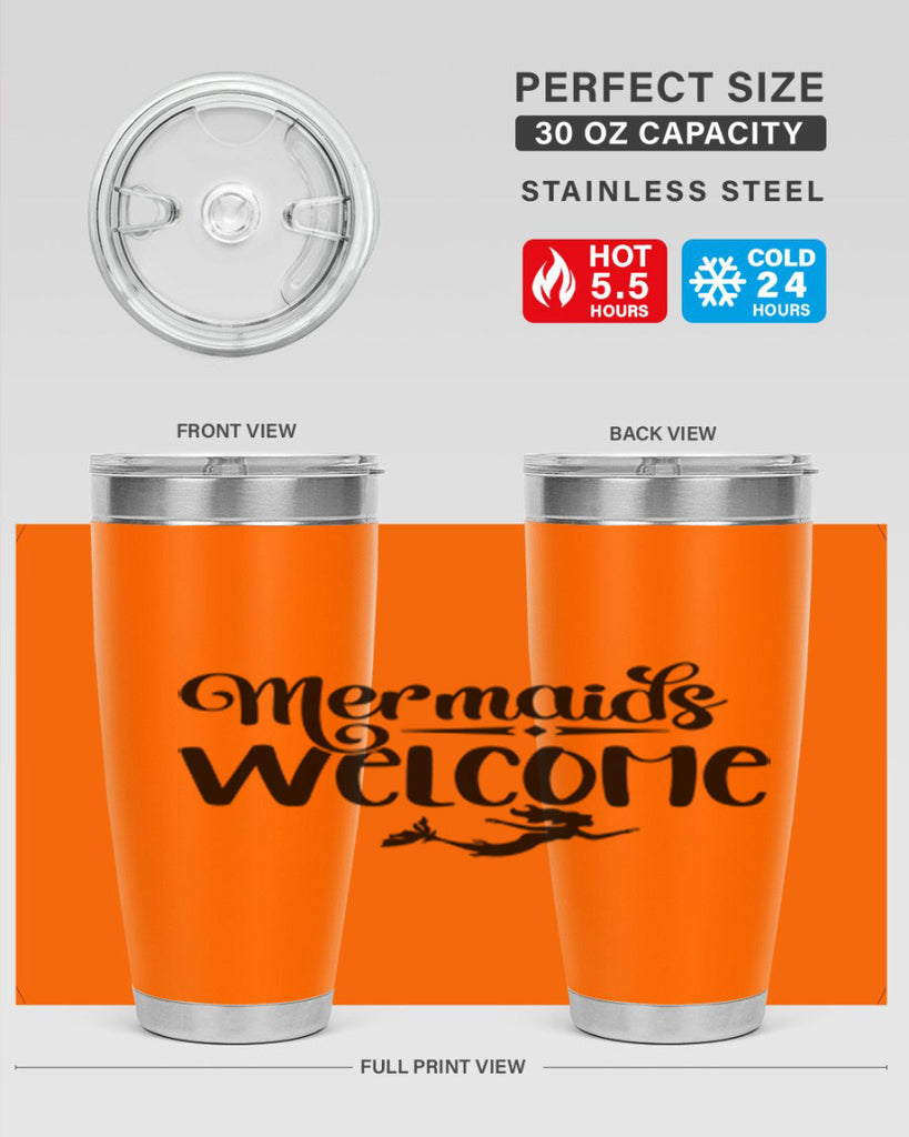 Mermaids Welcome 473#- mermaid- Tumbler