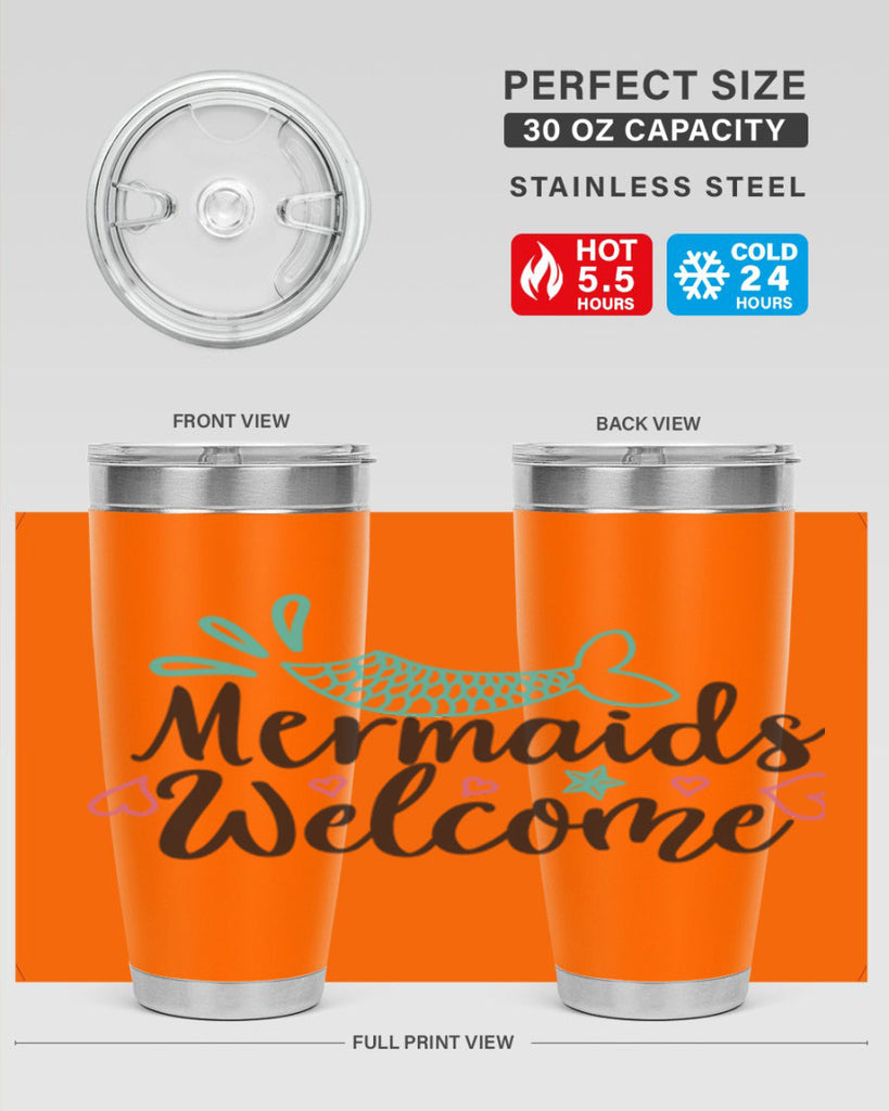 Mermaids Welcome 474#- mermaid- Tumbler