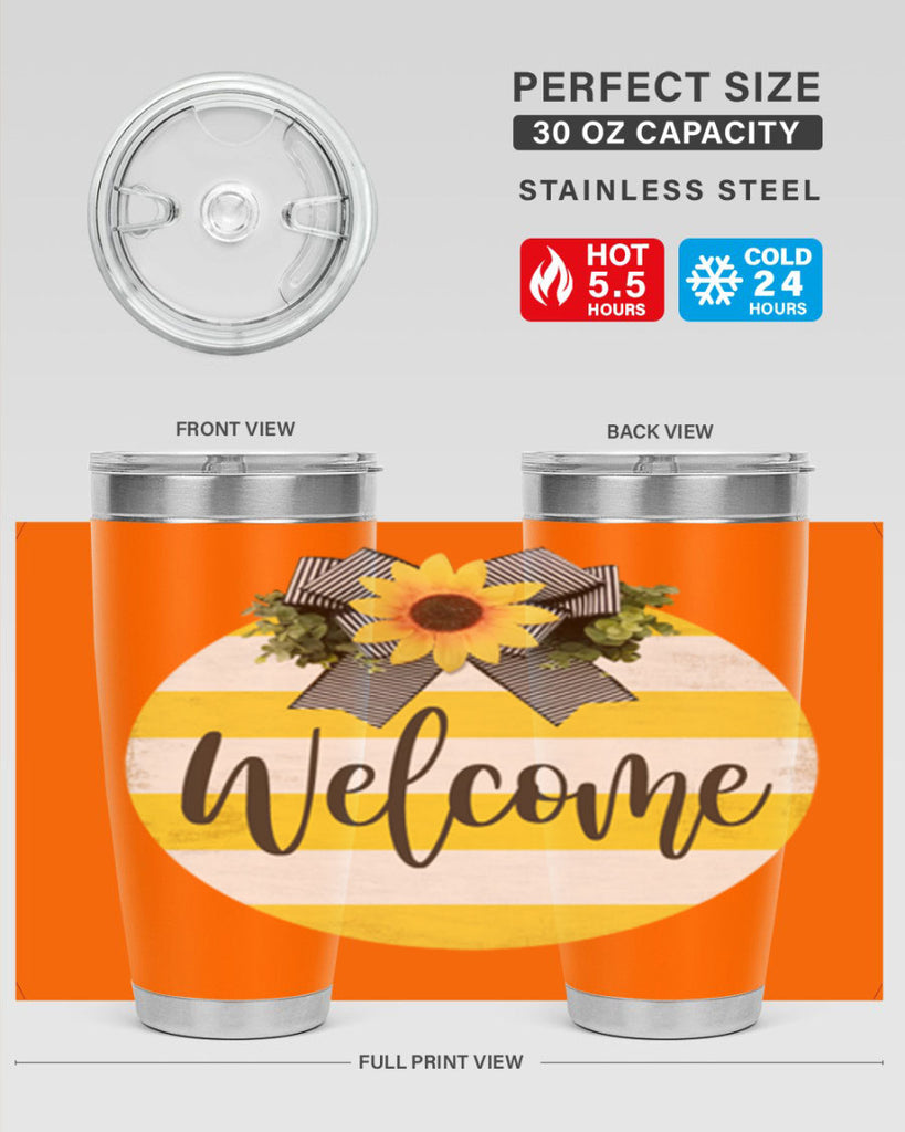 Welcome and Yellow strips Mockup564#- spring- Tumbler