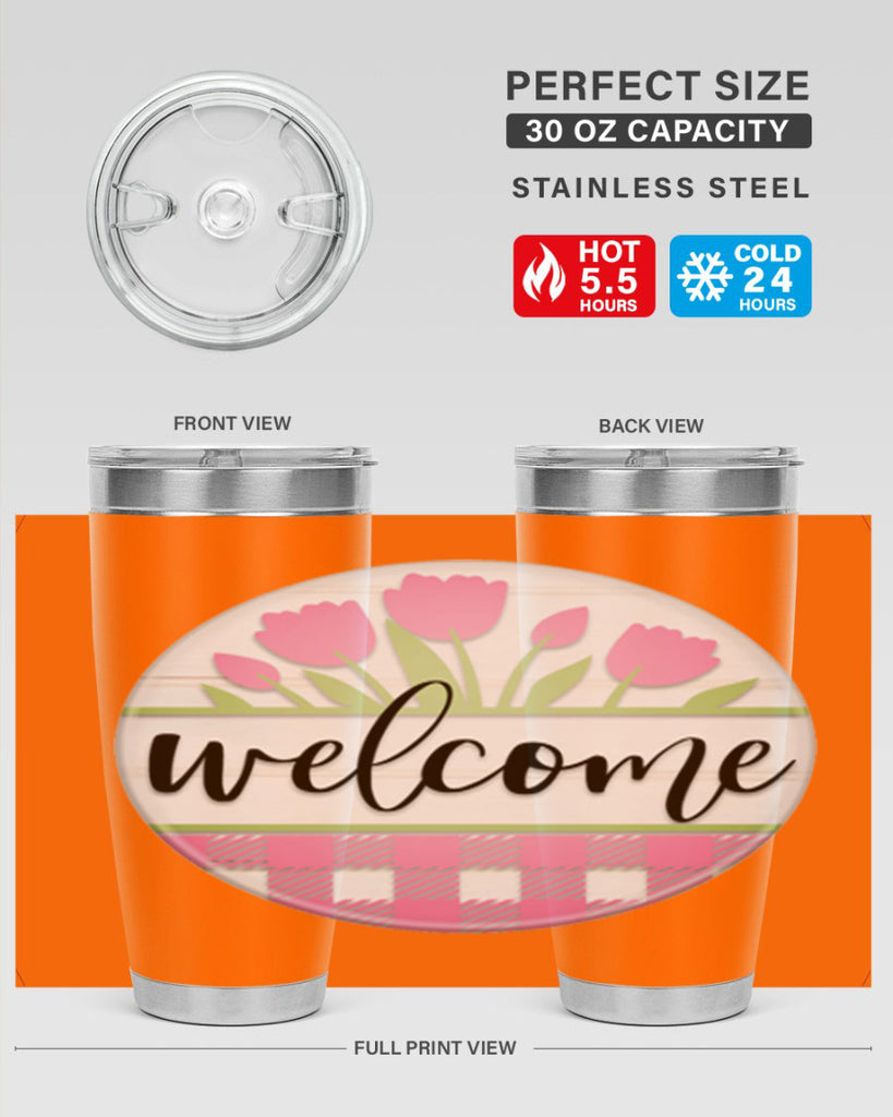 Welcome pink plaid Mockup574#- spring- Tumbler