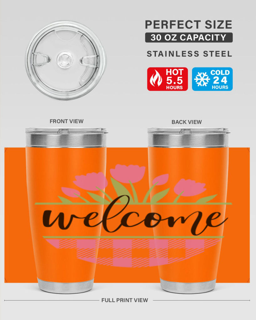 Welcome pink plaid575#- spring- Tumbler