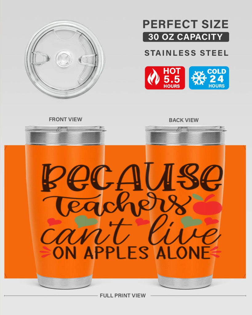 because teachers cant live on apples alone Style 192#- teacher- tumbler