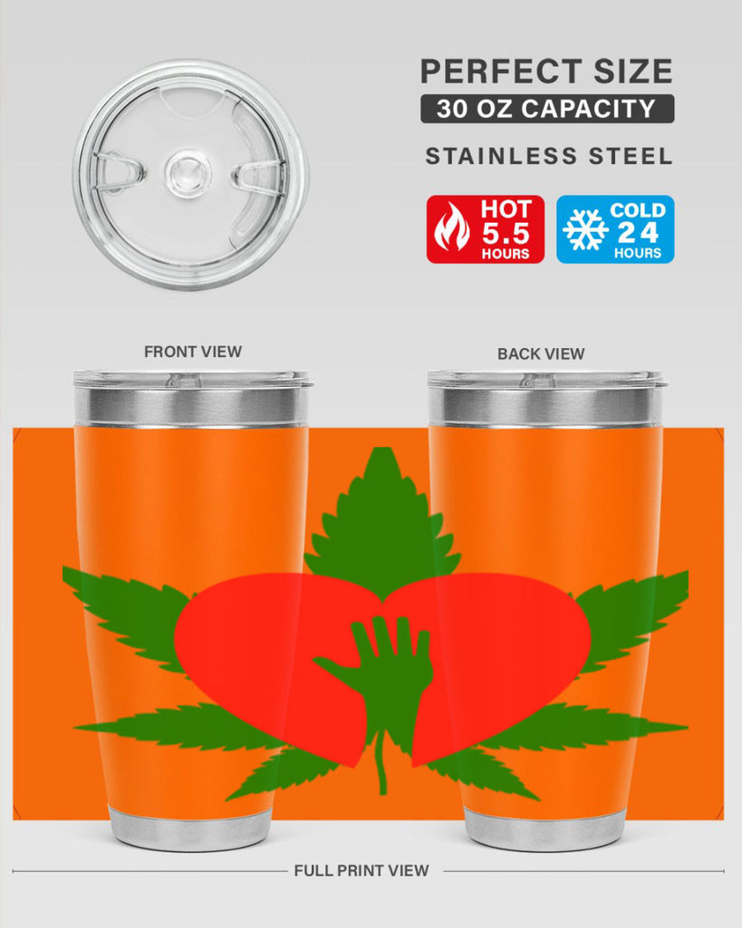 cannabis heart with hand 45#- marijuana- Tumbler