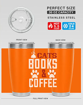 cats books and coffee Style 38#- cat- Tumbler