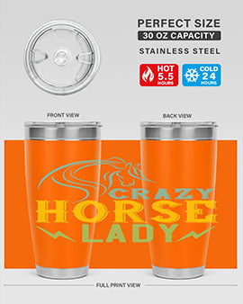 crazy horse lady Style 10#- horse- Tumbler