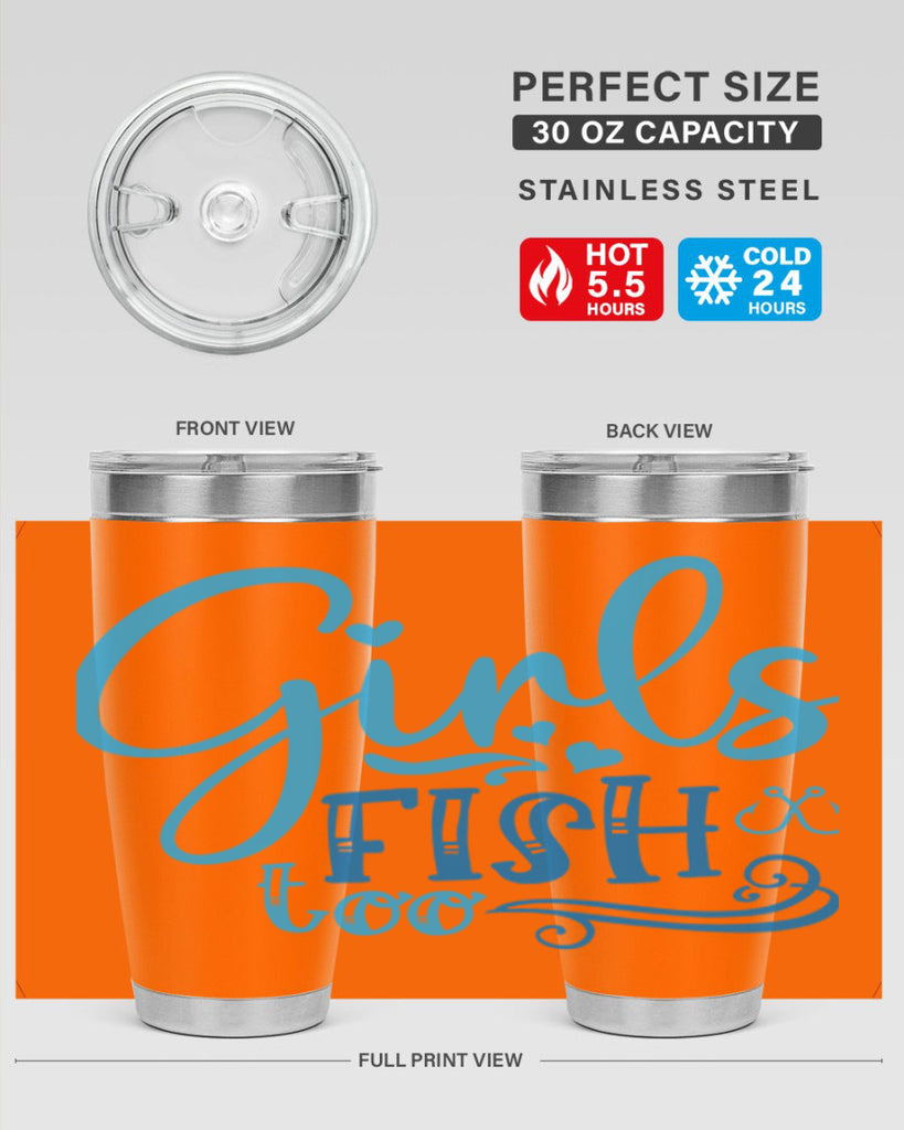 girls fish too 221#- fishing- Tumbler