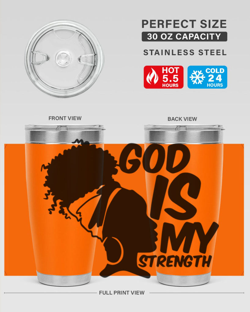 god is my strength- black words phrases- Cotton Tank