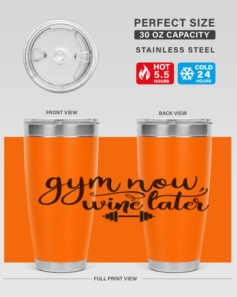 gym now wine later 42#- gym- Tumbler