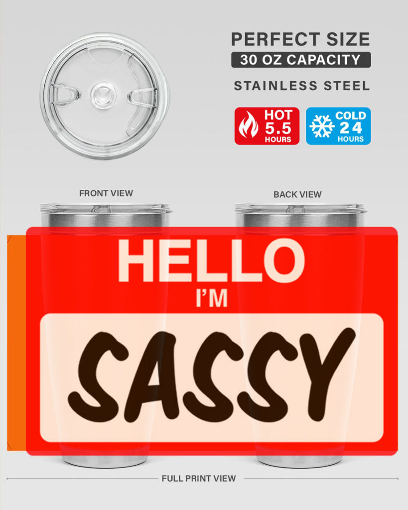 hello im sassy 129#- black words phrases- Cotton Tank