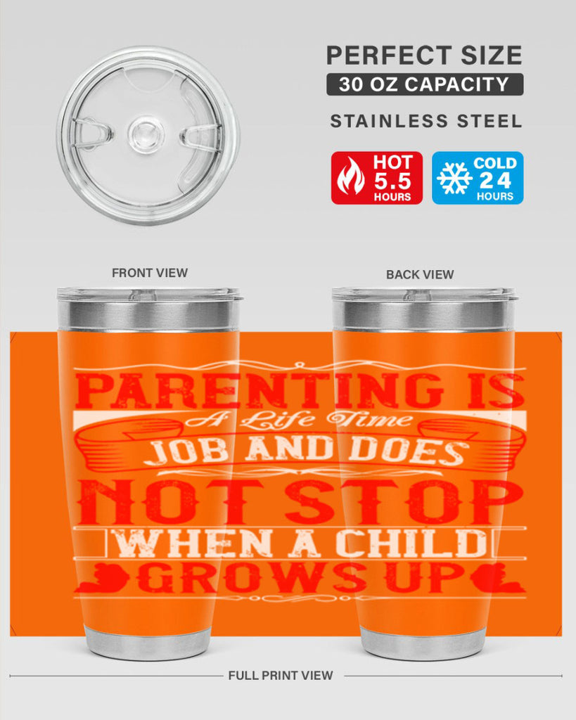parenting is a life time job and does not stop when a child grows up 29#- Parents Day- Tumbler