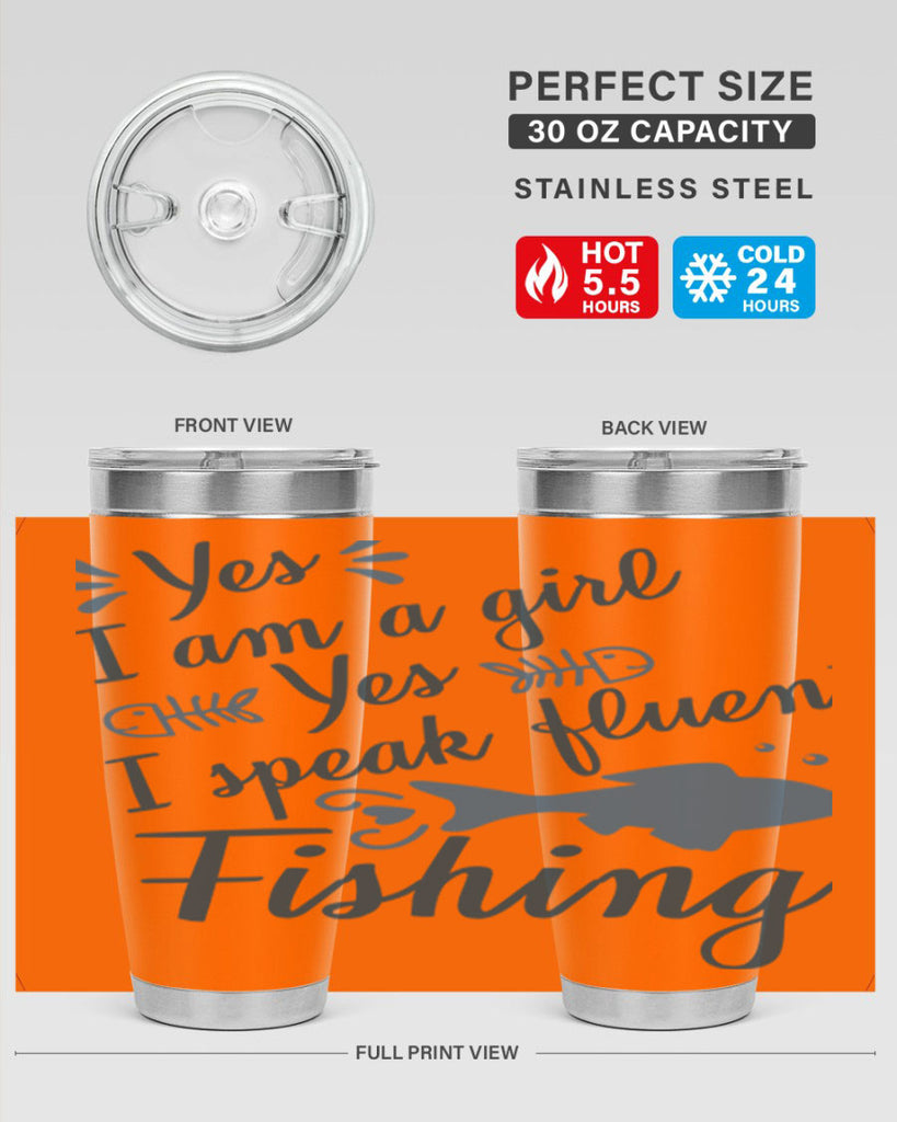 yes i am a girl 9#- fishing- Tumbler