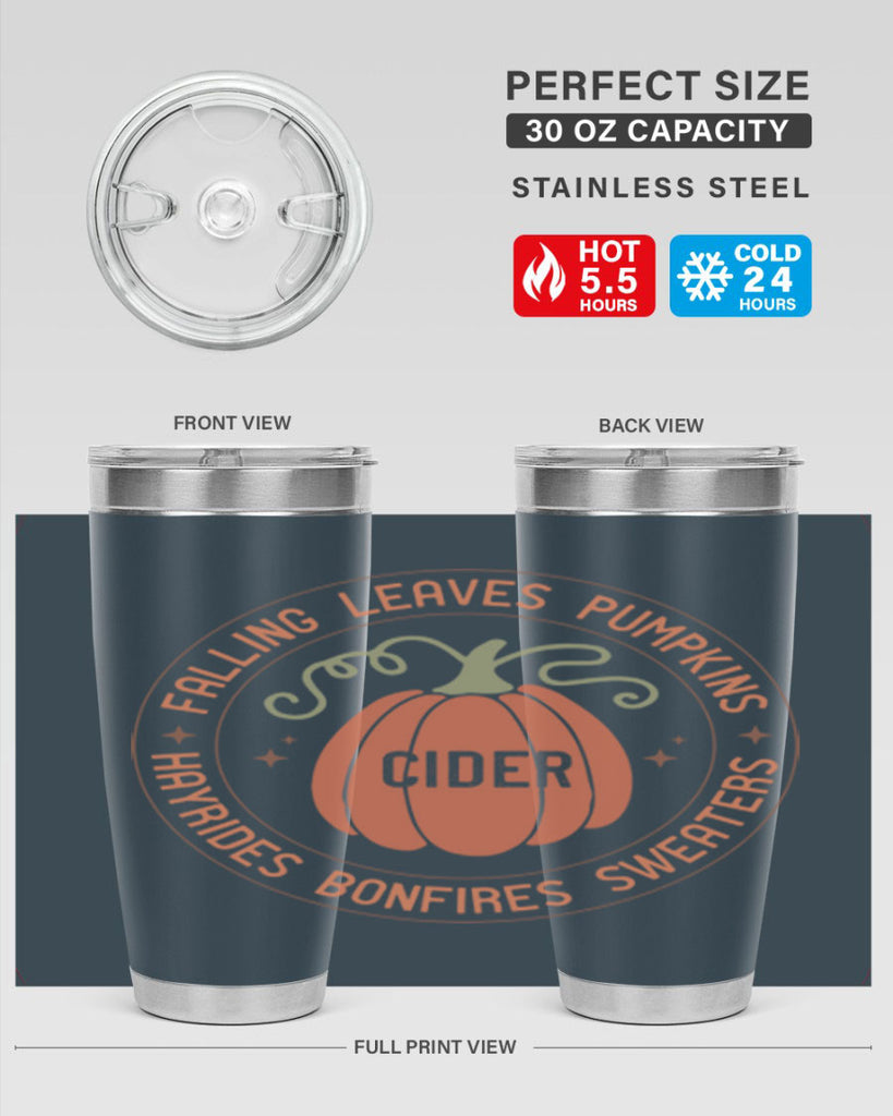 Falling Leaves Pumpkins Cider Hayrides Bonfires Sweaters 168#- fall- Tumbler