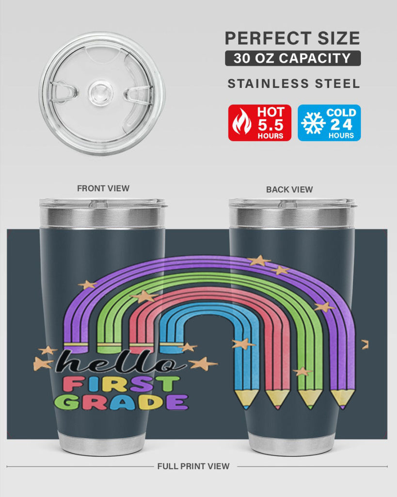 Hello 1st Grade Pencil Rainbow 14#- 1st grade- Tumbler