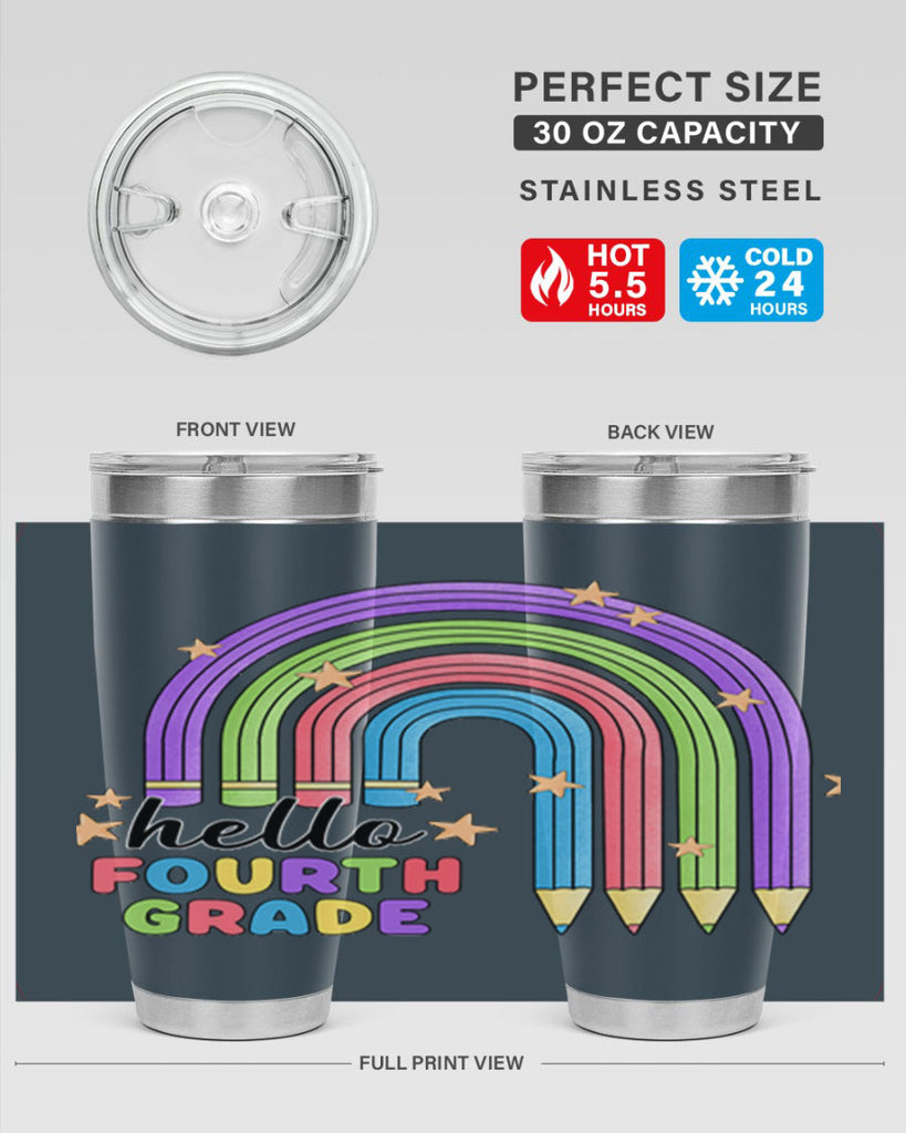 Hello 4th Grade Pencil Rainbow 12#- 4th  grade- Tumbler